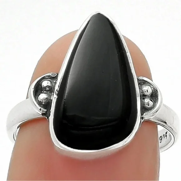 Black onyx silver rings - Picture 2 of 3